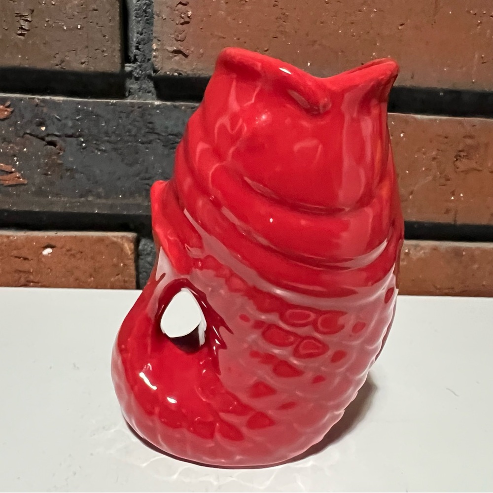 4.5” Bistro Brights Red Gurgling Glug-Glug Fish Pitcher Creamer Small